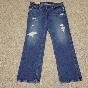 Hollister Men's Classic Straight Leg Blue Jeans 33 X 32. Distressed Denim School